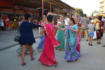 Image showing Krishnaites dance on the street in Anapa