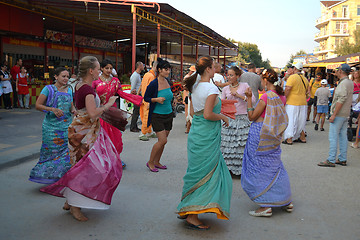 Image showing Krishnaites dance on the street in Anapa