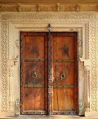 Image showing old wooden closed door