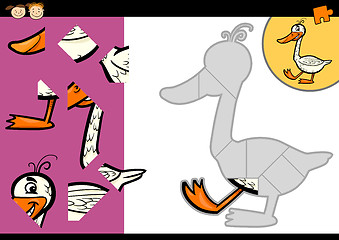 Image showing cartoon farm goose puzzle game