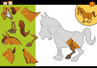 Image showing cartoon farm horse puzzle game