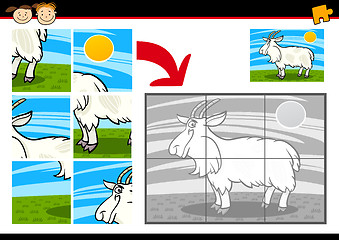Image showing cartoon goat jigsaw puzzle game
