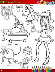Image showing christmas themes coloring page