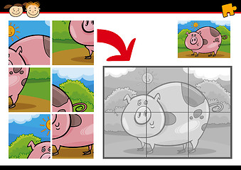 Image showing cartoon pig jigsaw puzzle game