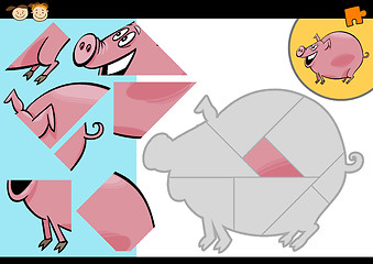 Image showing cartoon farm pig puzzle game