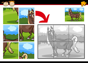 Image showing cartoon horse jigsaw puzzle game
