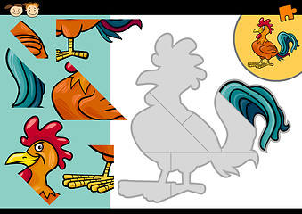 Image showing cartoon farm rooster puzzle game