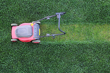 Image showing Grass cutter at the lawn