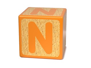 Image showing Letter N on Childrens Alphabet Block.