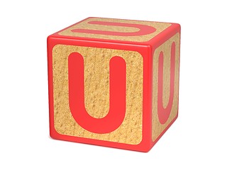 Image showing Letter U - Childrens Alphabet Block.