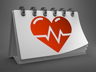 Image showing Desktop Calendar with Icon of Heart Cardiogram.