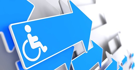 Image showing Disabled Icon on Blue Arrow.