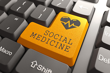 Image showing Keyboard Social Medicine Orange Button.