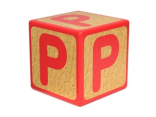 Image showing Letter P on Childrens Alphabet Block.