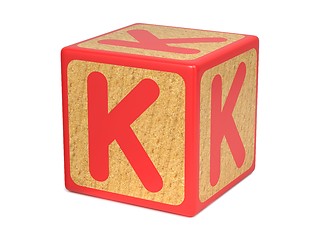 Image showing Letter K on Childrens Alphabet Block.