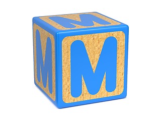 Image showing Letter M on Childrens Alphabet Block.