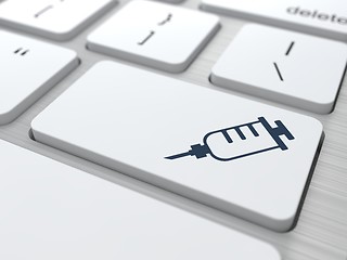 Image showing White Keyboard  Button with Syringe Icon.