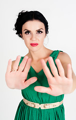 Image showing Pretty girl with stop gesture