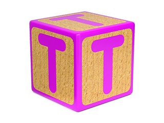 Image showing Letter T on Childrens Alphabet Block.