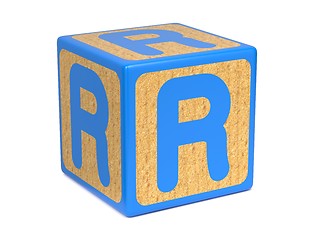 Image showing Letter R on Childrens Alphabet Block.