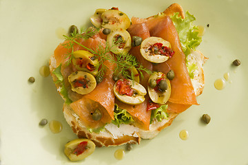 Image showing Salmon Open Sandwich