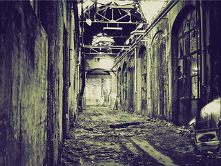 Image showing Vintage sepia Abandoned factory