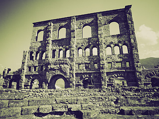 Image showing Vintage sepia Roman Theatre Aosta