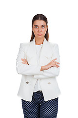 Image showing Business woman in a white suit