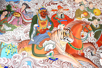 Image showing Buddhist art on the walls