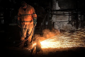 Image showing Welding manwith sparks