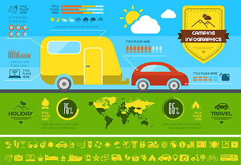 Image showing Flat Camping Infographic Template.