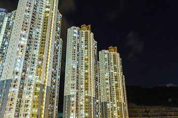 Image showing Residential building in Hong Kong at night