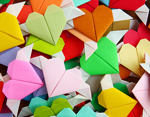 Image showing heap of origami colorful heart