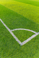 Image showing Soccer field grass with white line