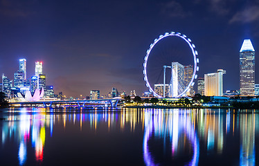 Image showing Singapore city skyline at night