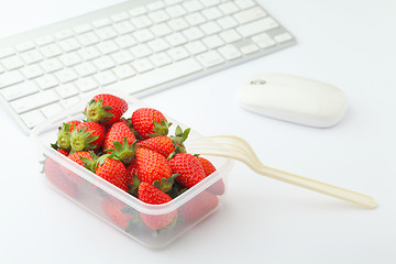 Image showing Healthy lunch box on desk