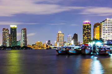 Image showing Bangkok skyline at night