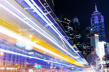 Image showing Traffic trail at night in Hong Kong