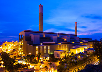 Image showing Industrial plant at night