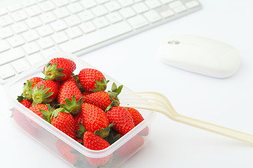 Image showing Healthy lunch box in working desk 