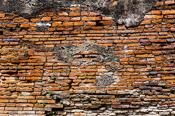 Image showing Ancient brick wall in red color