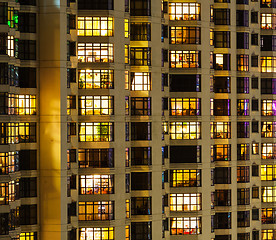 Image showing Extrior of apartment building at night