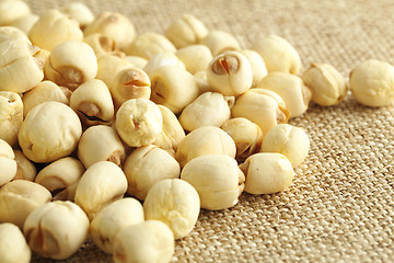 Image showing Lotus seed on the linen background