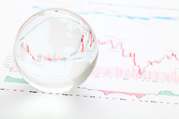 Image showing Glass earth ball on the financial chart