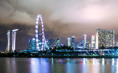 Image showing Singapore city skyline at night