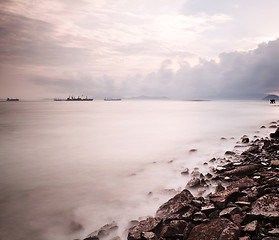 Image showing Sea coast ripple and rock