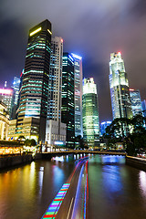 Image showing Singapore city skyline at night