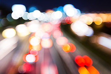 Image showing Blurred unfocused highway view at night