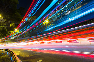 Image showing Traffic car lights on road