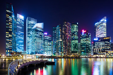 Image showing Singapore city skyline at night